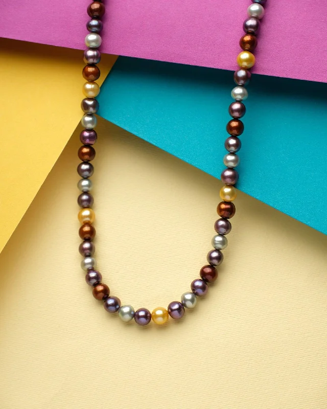 initial necklaces for women -Multi Color Pearl Necklace