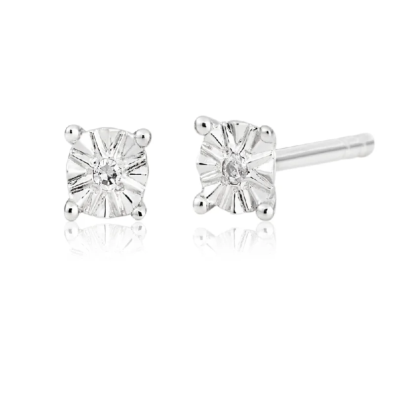 gothic earrings for women -9ct White Gold Diamond Earrings