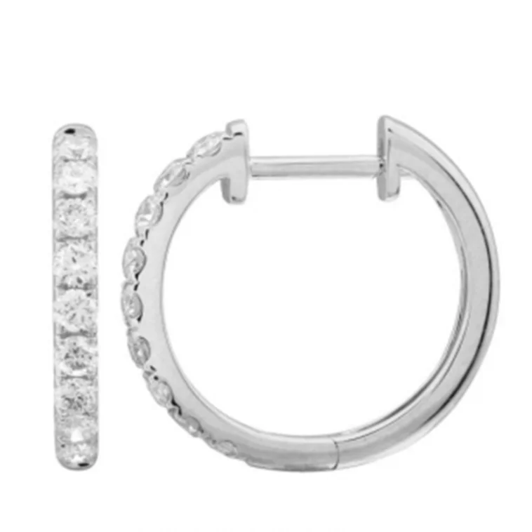 titanium earrings for women -14K Diamond Huggie Earrings