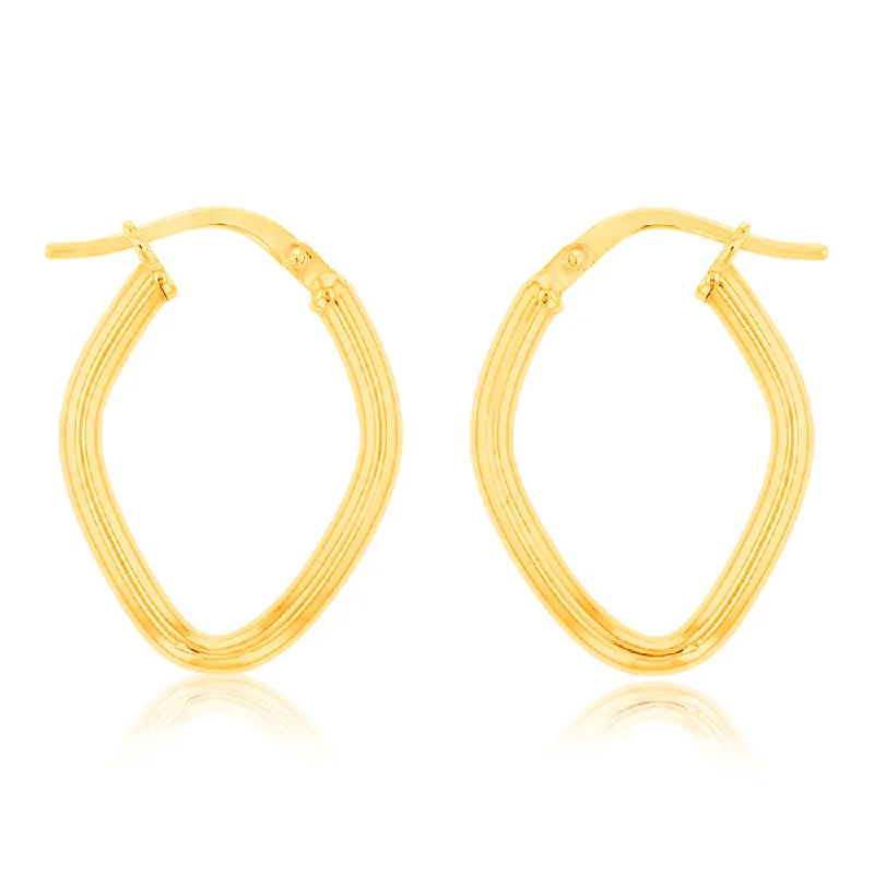 hypoallergenic earrings for women -9ct Yellow Gold Silverfilled Fancy Diamond Shape Earrings