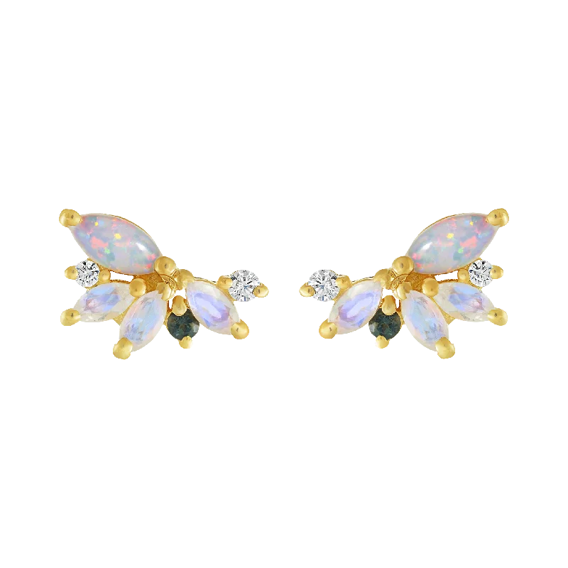 druzy earrings for women -Opal & Diamond Butterfly Studs