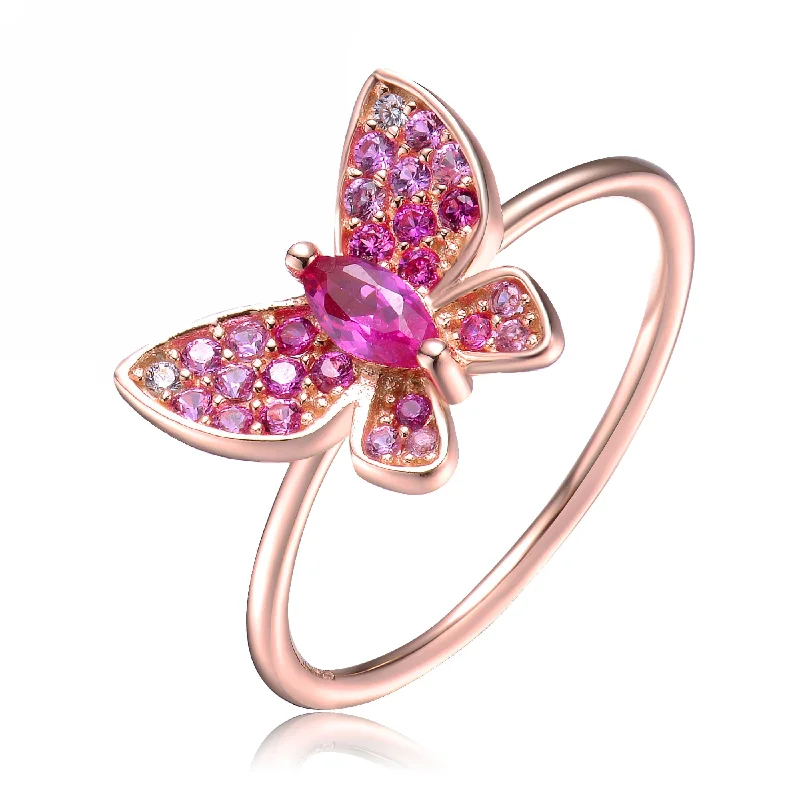 delicate rings for women -Raquelle Dainty Cubic Zirconia Butterfly Ring