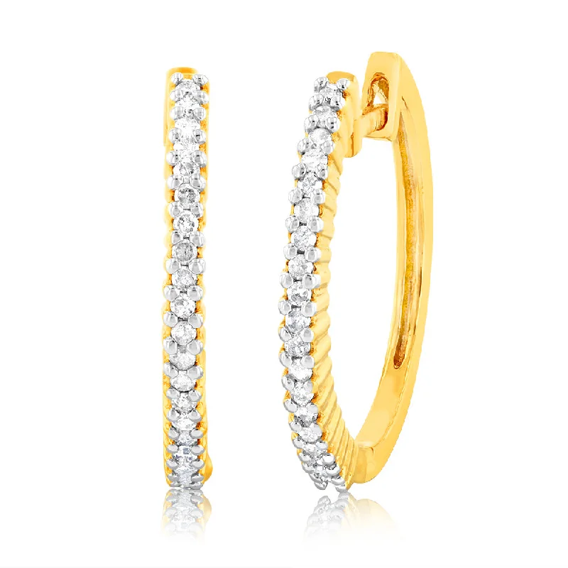 gemstone earrings for women -1/4 Carat Diamond Hoop Earrings in Gold Plated Silver