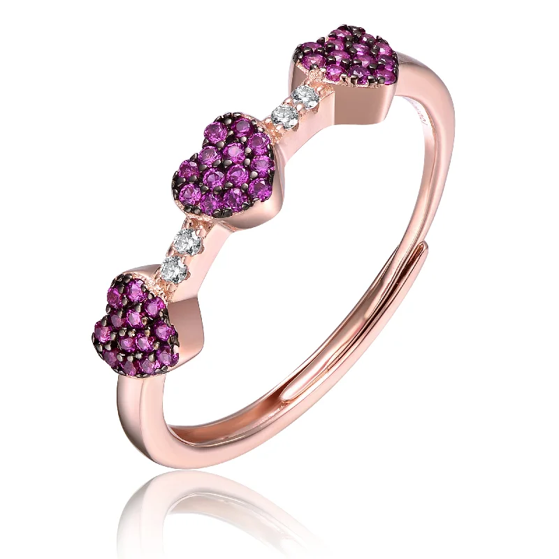 antique rings for women -Noémie Lavender Hearts Promise Stacking Ring