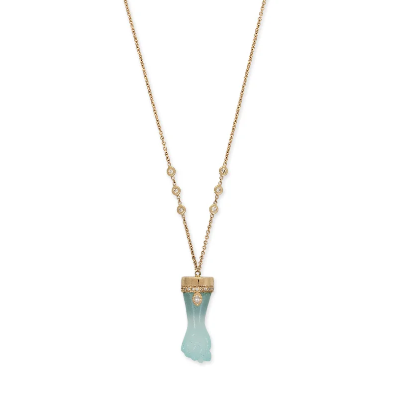 feather necklaces for women -PAVE SOPHIA DIAMOND CHALCEDONY FIGA NECKLACE