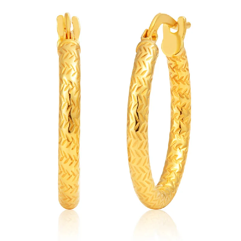 art deco earrings for women -9ct Yellow Gold Silver Filled Darling 15mm Hoop Earrings