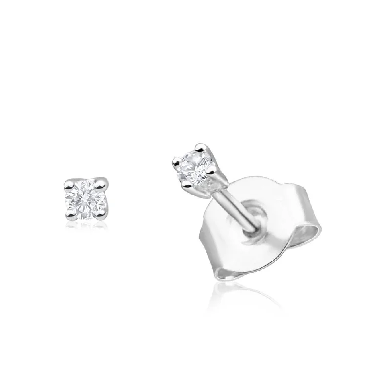 lightweight gold earrings for women -9ct White Gold 2 Opulent Diamond Stud Earrings