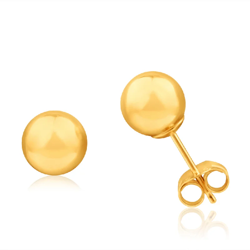 adjustable earrings for women -9ct Yellow Gold Ball 6mm Stud Earrings