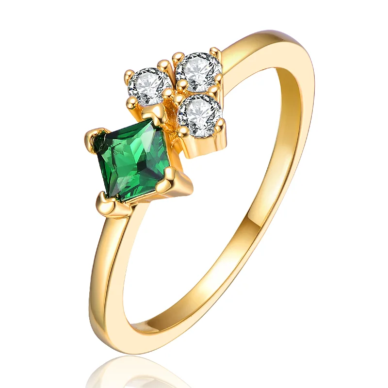 druzy rings for women -Toi Et Moi Lab Created Moissanite Green Cluster Ring