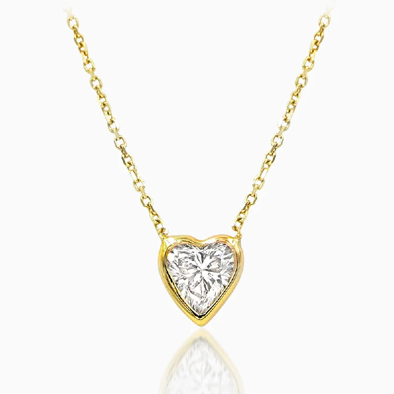 tourmaline stone necklaces for women -Bezel Set Petite Heart Shaped Diamond Pendent set in 14kt Gold