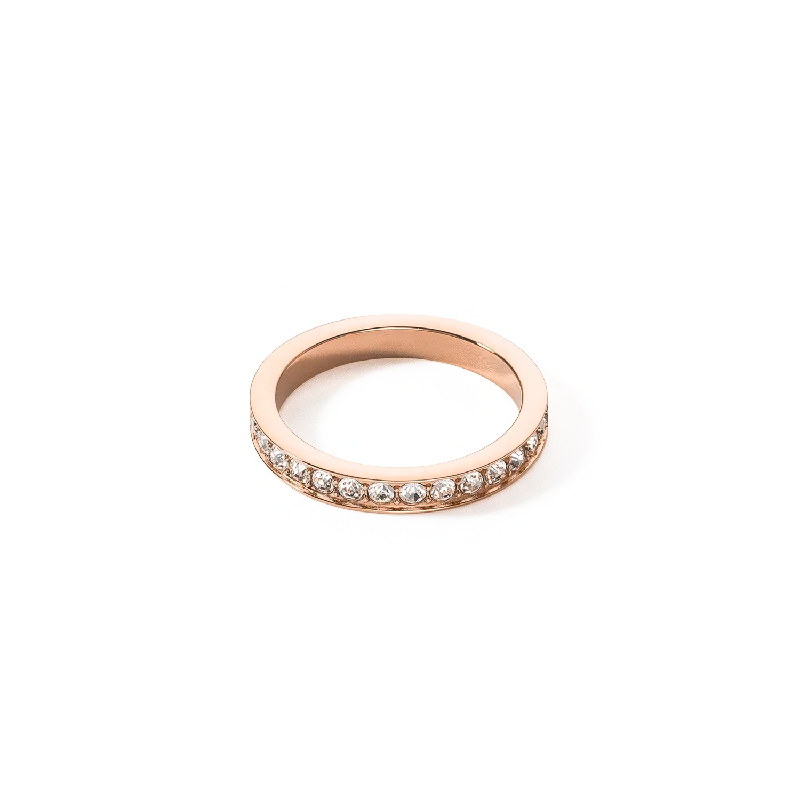 moon and star rings for women -Ring stainless steel & crystals slim rose gold crystal