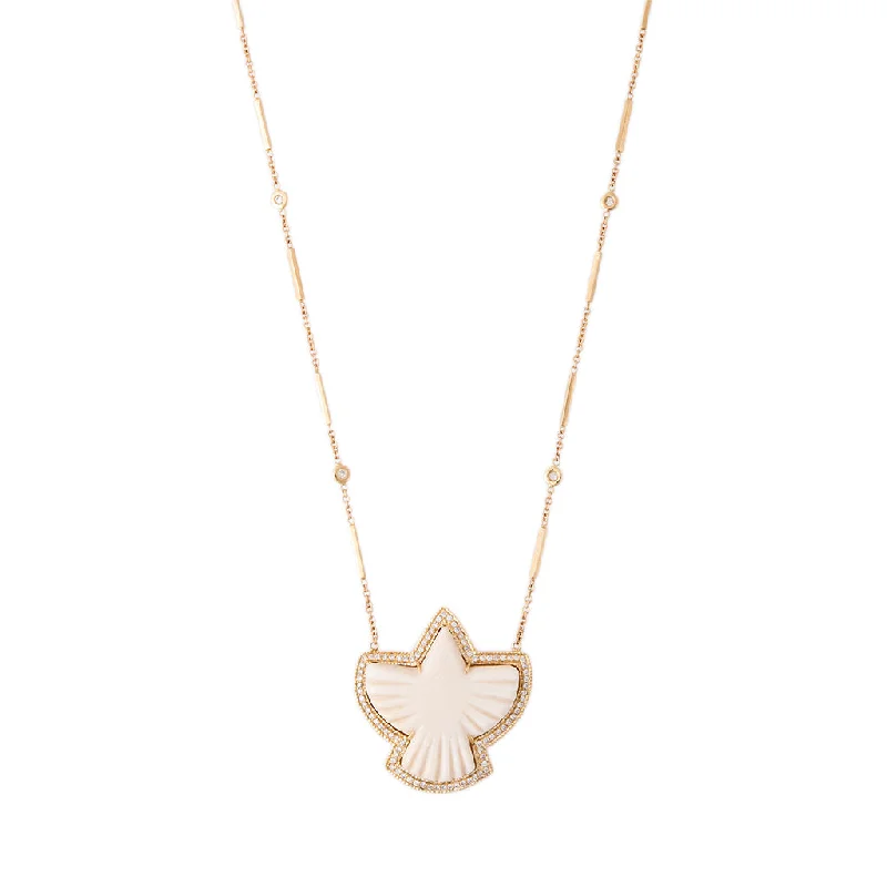 beach necklaces for women -BONE PAVE THUNDERBIRD NECKLACE