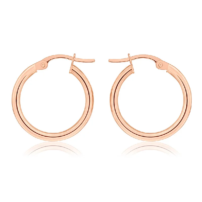 celestial earrings for women -9ct Rose Gold Plain 15mm Hoop Earrings European made