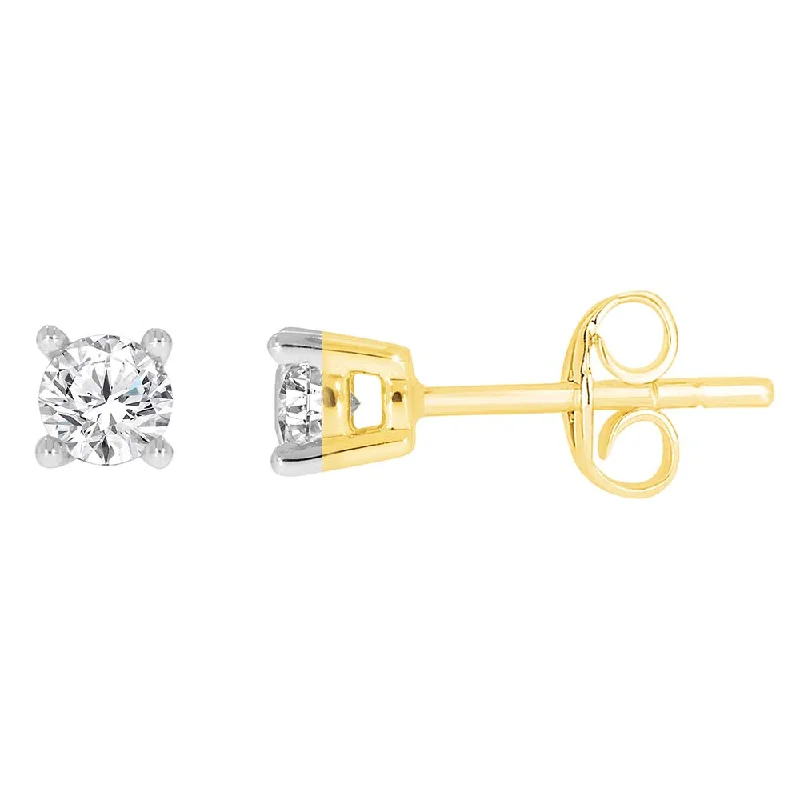 lightweight gold earrings for women -9ct Yellow Gold 0.30 Carat Diamond Stud Earrings