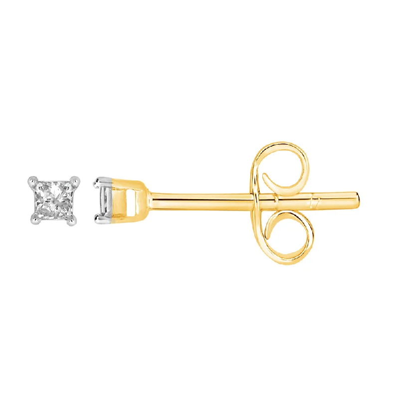 textured earrings for women -9ct Yellow Gold  0.05 Carat Princess Diamond Stud Earrings