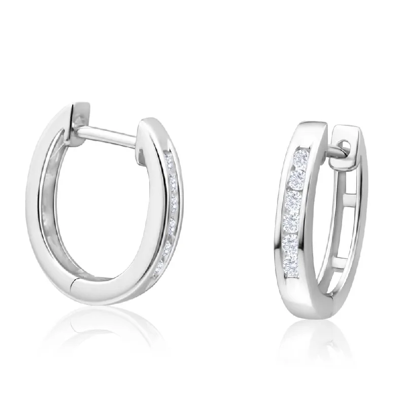 gold earrings for women -9ct Magnificent White Gold Diamond Hoop Earrings