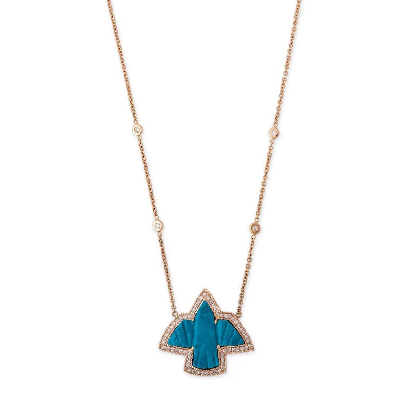 multi-layer necklaces for women -PAVE SMALL TURQUOISE THUNDERBIRD NECKLACE