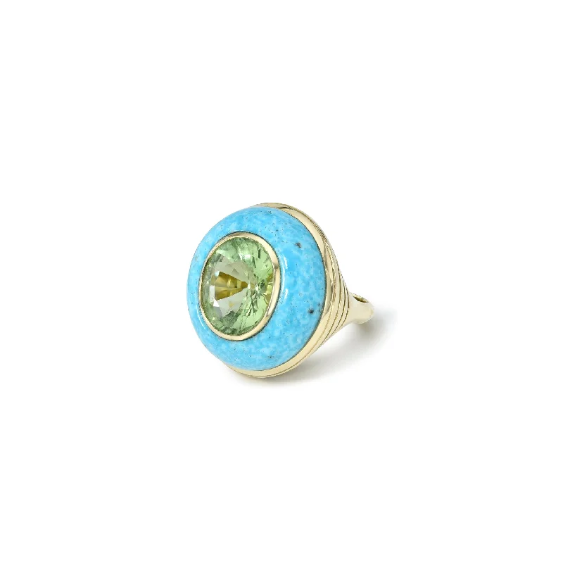 titanium rings for women -Mint Tourmaline and Turquoise Lollipop Ring