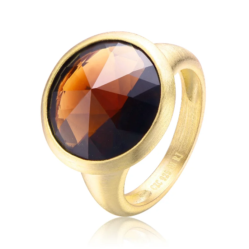 engravable rings for women -Gold Plated Louise Brown Cocktail Ring