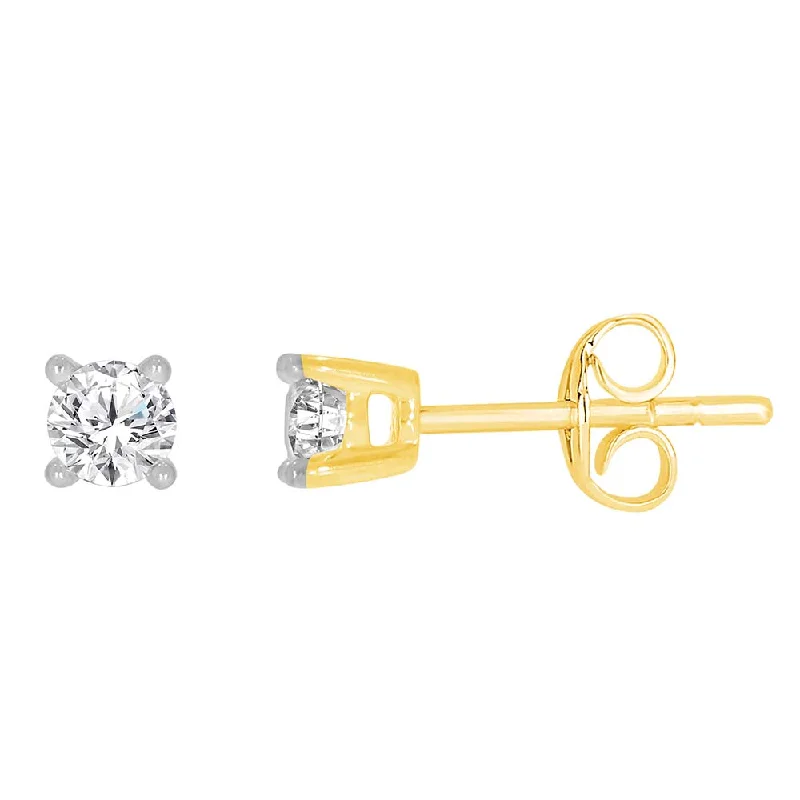 fashion earrings for women -9ct Yellow Gold 1/4 Carat Diamond Stud Earrings