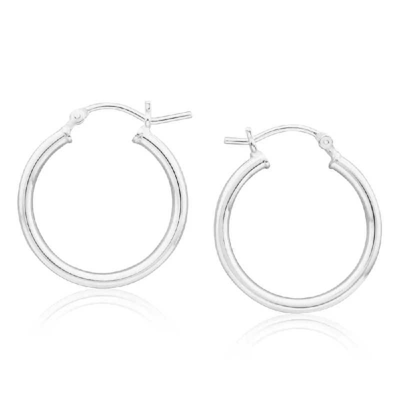 sun and moon earrings for women -Sterling Silver 25mm Plain Hoop Earrings