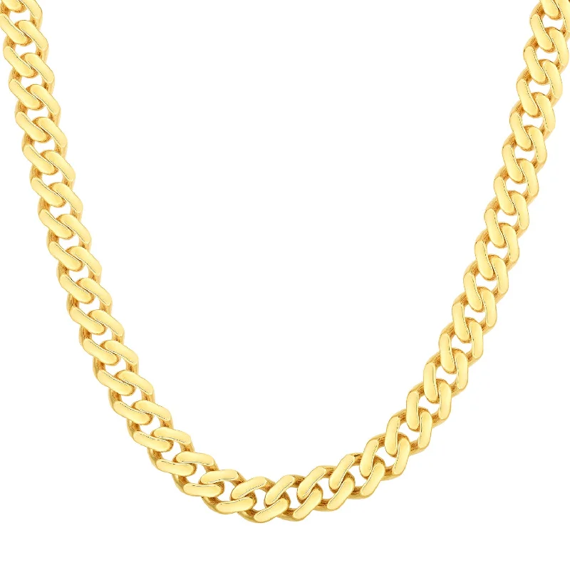 pendant necklaces for women -14K Yellow Gold 8MM Lite Miami Cuban Chain