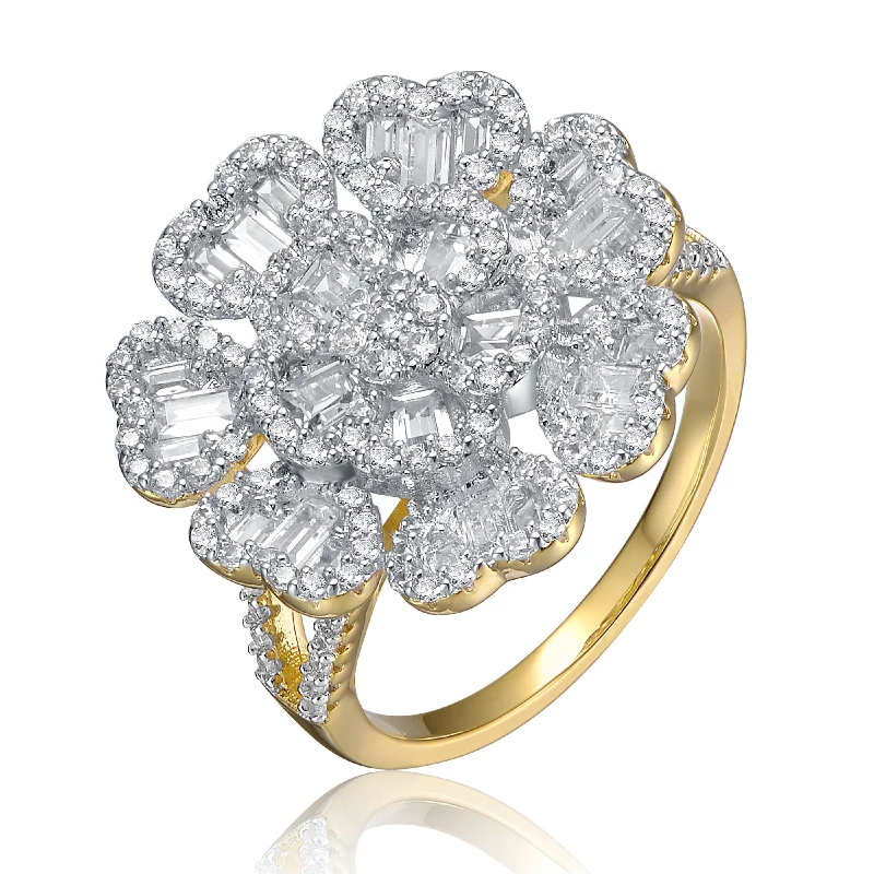 dainty gold rings for women -Gabrielle Cluster Heart Petal Flower Ring