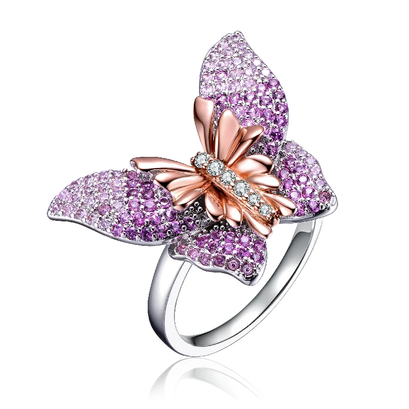 gemstone rings for women -Papillonière Butterfly Silver Ring