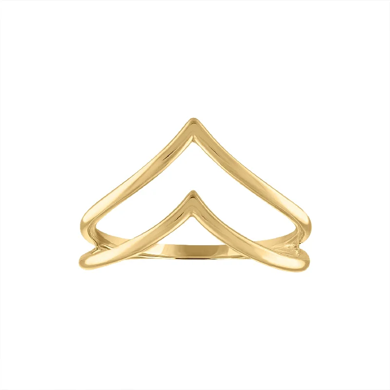 moonstone rings for women -14KT GOLD DOUBLE CHEVRON RING