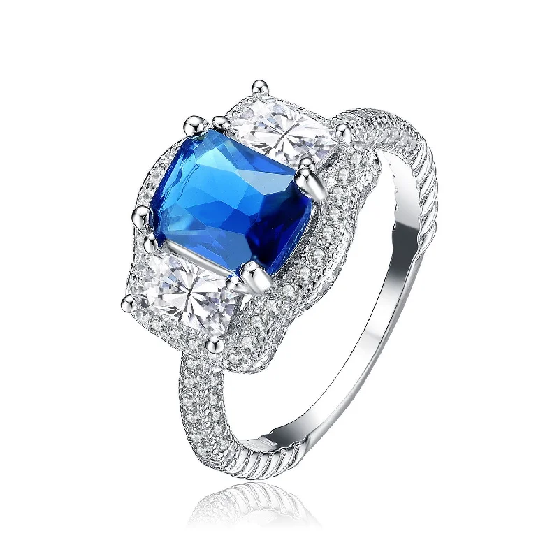 comfort fit rings for women -Monfort Ocean Blue Solitaire Ring