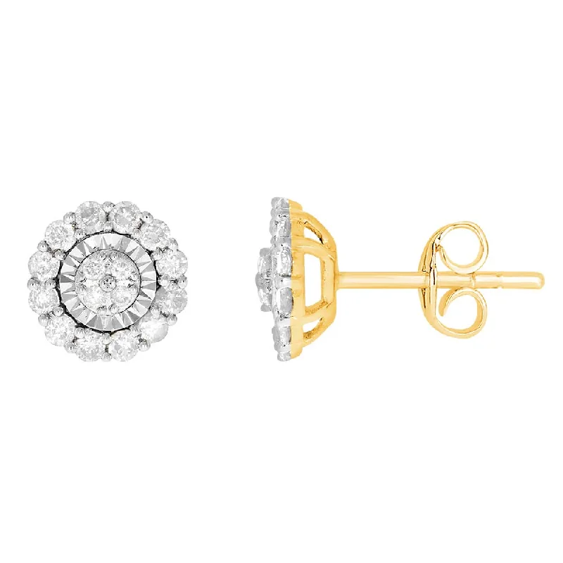 diamond earrings for women -9ct Yellow Gold 1/2 Carat Diamond Stud Earrings