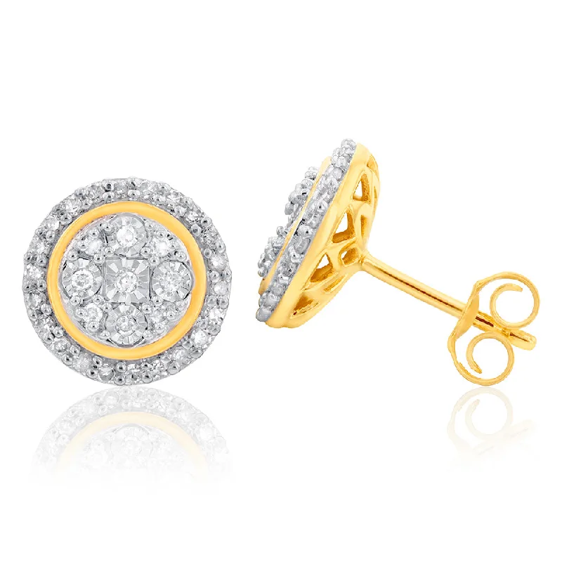 long drop earrings for women -Luminesce Lab Grown Diamond 1/5 Carat Stud Earrings in 9ct Yellow Gold