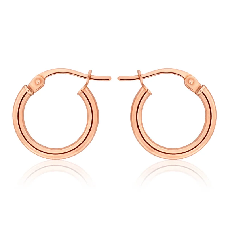 gothic earrings for women -9ct Rose Gold Plain 10mm Hoop Earrings European made