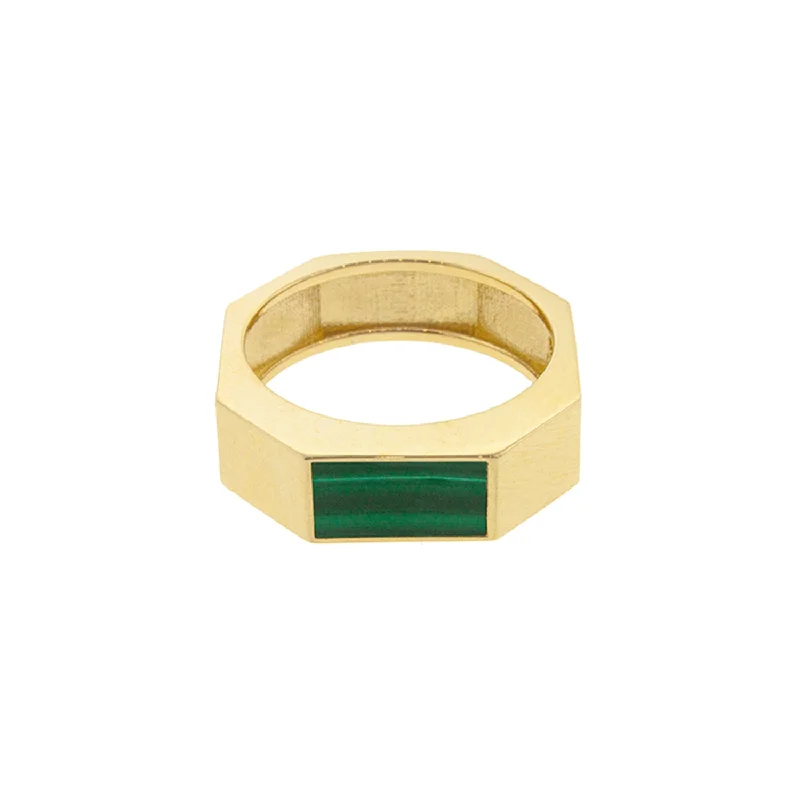 jade rings for women -Gemstone Geo Ring with Malachite