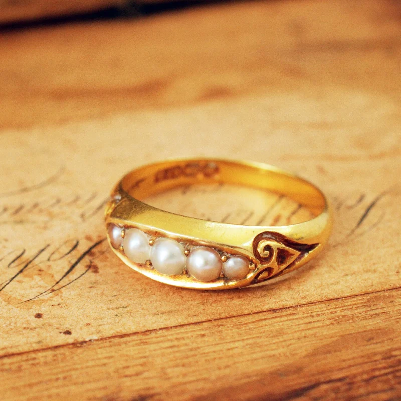 layered rings for women -Sublime Loveliness Date 1896 Natural Pearl Ring