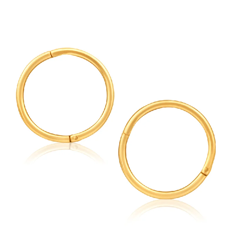 fringe earrings for women -9ct Yellow Gold Hoop 10mm Sleeper Earrings