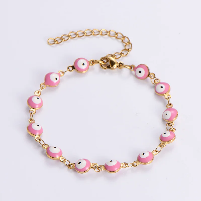 Bracelet round Eye Beads Pink