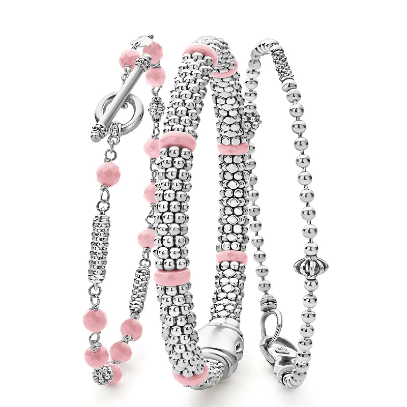 tiny charm bracelets for women -Pink Caviar Caviar Beaded Bracelet Gift Set