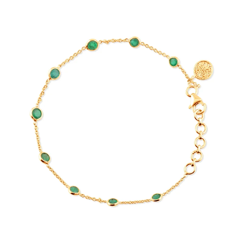 tourmaline bracelets for women -Emerald Round Bracelet In 18K Yellow Gold