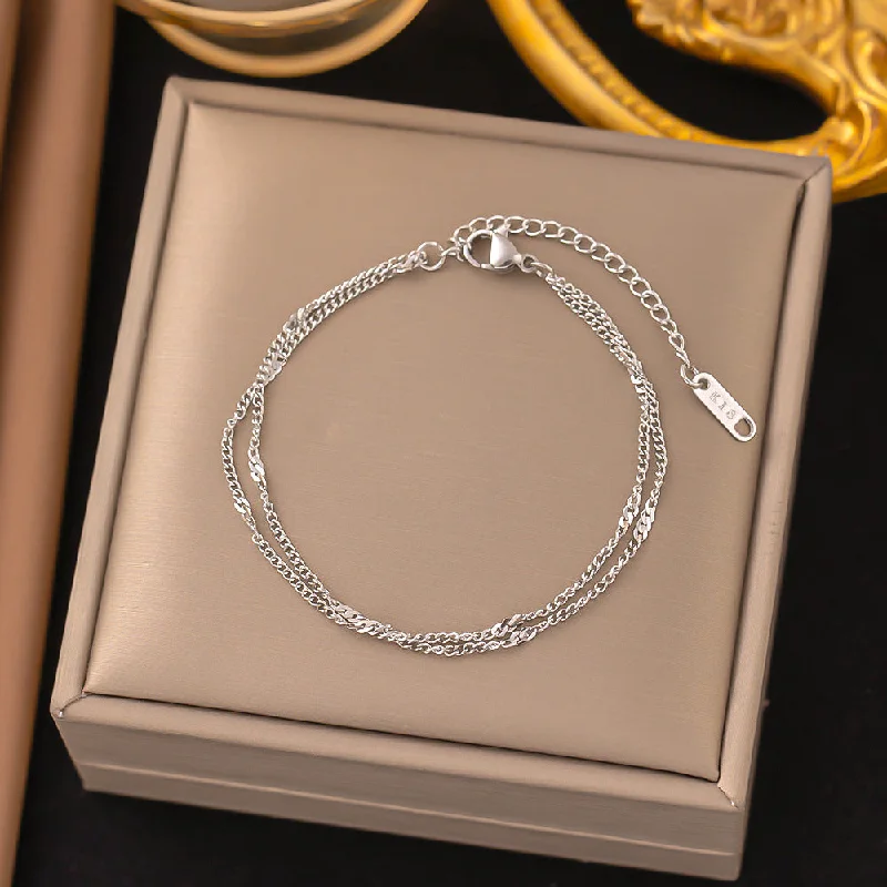 [Sle146] Curb Necklace Steel Color