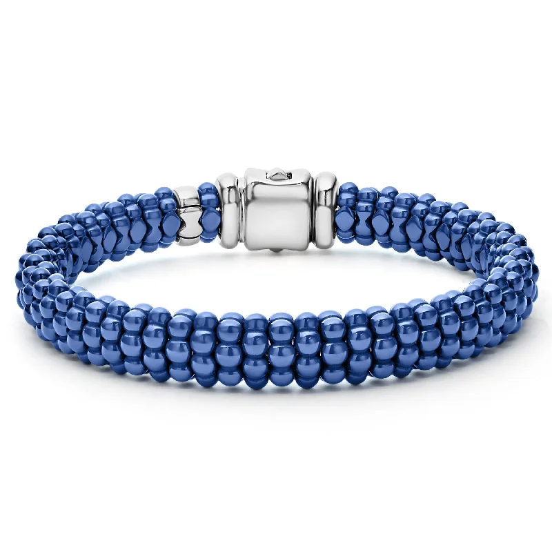 hammered bangles for women -Blue Caviar Ultramarine Ceramic Beaded Bracelet | 9mm