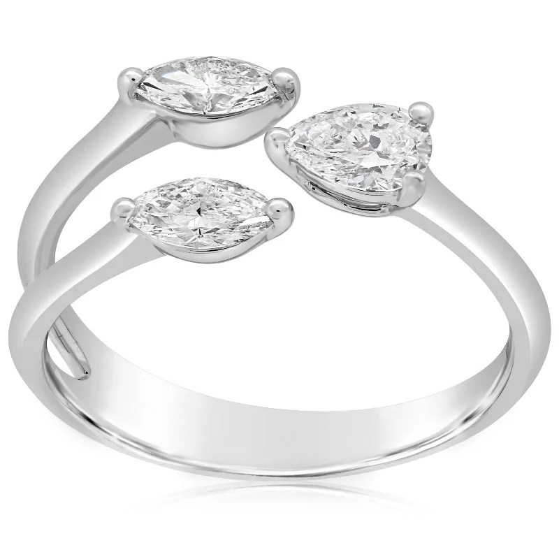 double band engagement rings for women -Three-Stone Mixed Diamond Ring