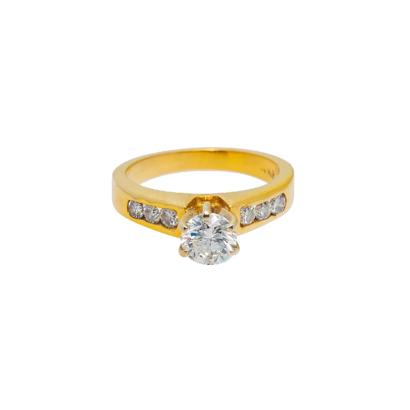 high-end engagement rings for women -18K Yellow Gold & 0.85ct Diamond Ring (4.2gm)