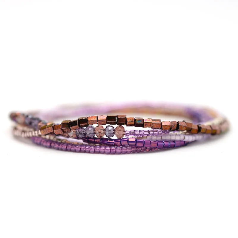 bangle bracelets for women -Purple Stretchy Wrap Bracelet / Necklace