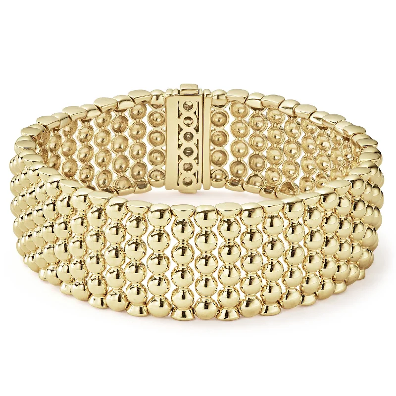 chunky bracelets for women -Caviar Gold Statement 18K Gold Caviar Bracelet | 20mm