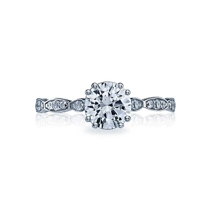 nature inspired engagement rings for women -Tacori Sculpted Crescent  Engagement Ring Semi Mount in 18K White Gold with Diamonds