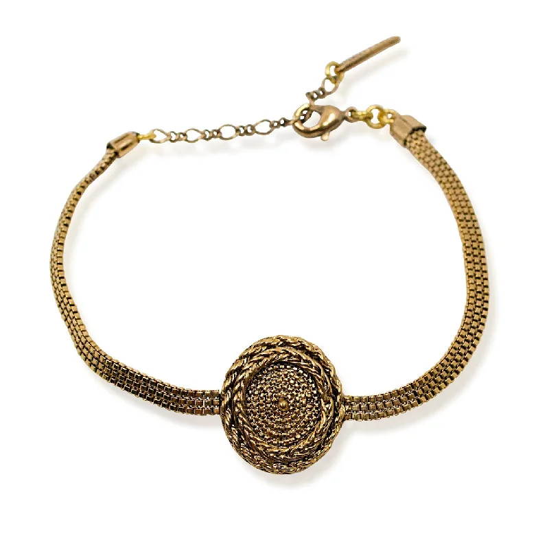 druzy bracelets for women -Gold-Plated Braided Pendant Bracelet by Satellite Paris