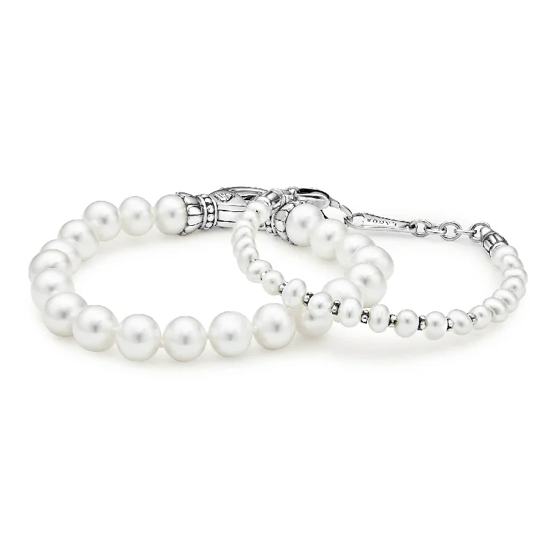 wedding bracelets for women -Luna Pearl Bracelet Set