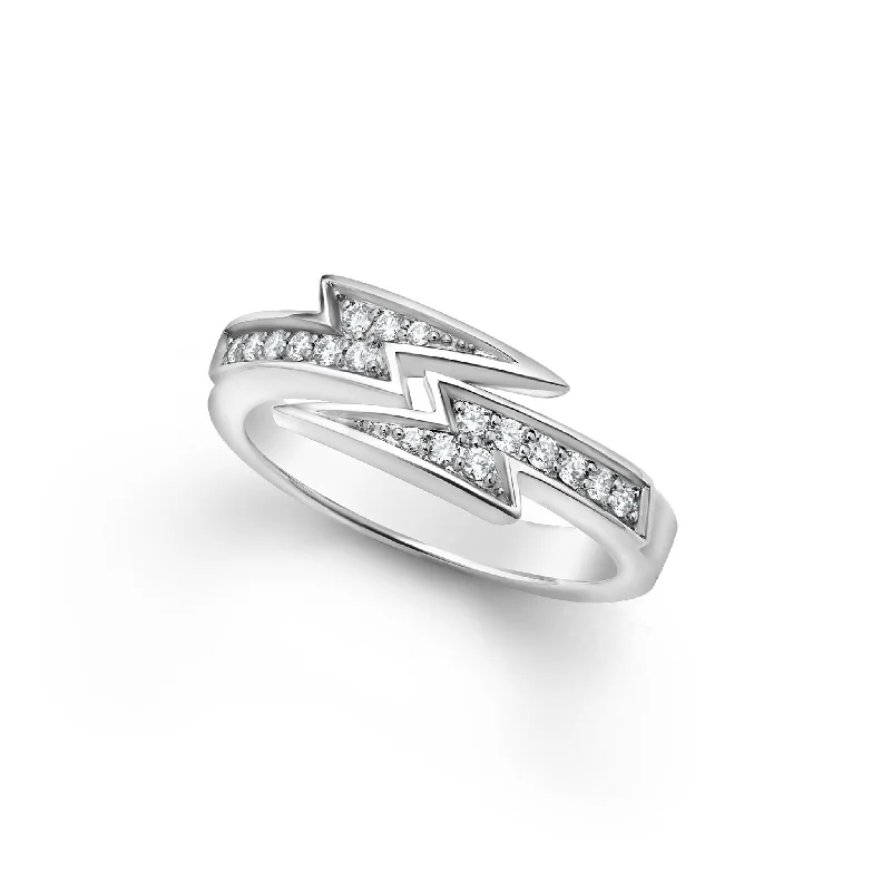 luxury engagement rings for women -Caviar Spark Lightning Bolt Diamond Ring