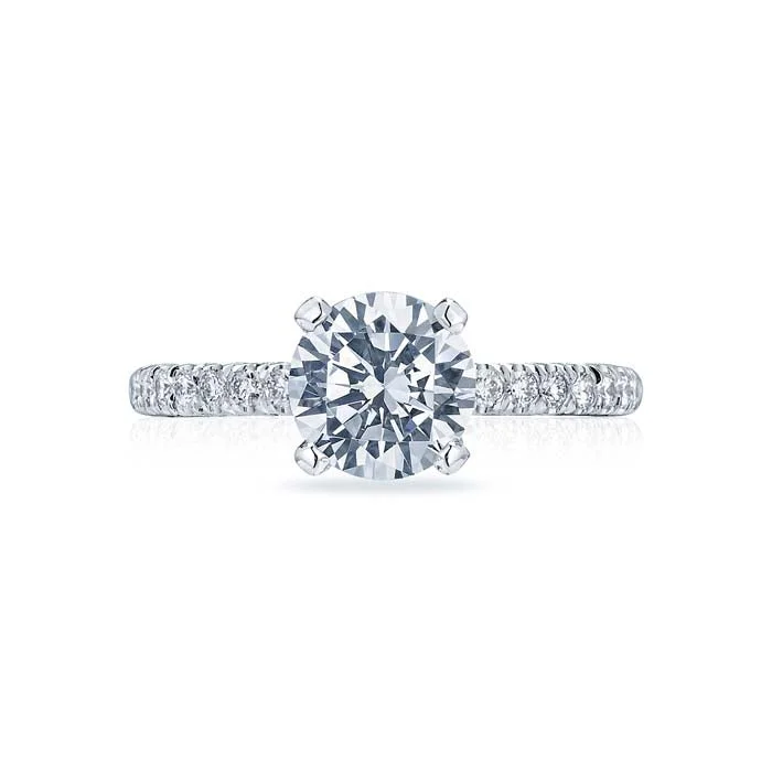 geometric engagement rings for women -Tacori Petite Crescent Collection Engagement Ring Semi Mount 18K White Gold with Diamonds